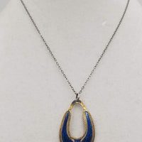 Vintage, sterling silver, Art Nouveau-style pendant necklace. 16" Princess length.