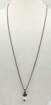 Brass, copper, & pearl pendant necklace. 34