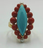 14KYG, graduated coral, pearl, turquoise ring with matching howlite bracelet