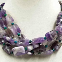 Beautiful, gorgous, & Vegan. Amethyst & Lapis lazuli statement necklace! 17"-20" length.