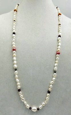 SOLD! Multi-colored freshwater cultured pearl necklace, Opera length