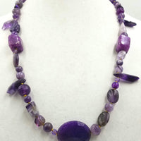 Past Work. Rope of amethyst & dyed ates on golden silk. SOLD