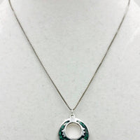 Sterling silver malachite pendant necklace.