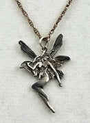 SOLD, Sterling silver Fairy pendant necklace. Pretty! 20" Matinee length.