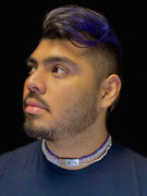 Sterling 3 strand sodalite, rose quartz, and rice pearl pendant necklace.