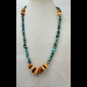 Stunning for any occasion natural turquoise, Baltic amber, and 14kyg rope necklace.