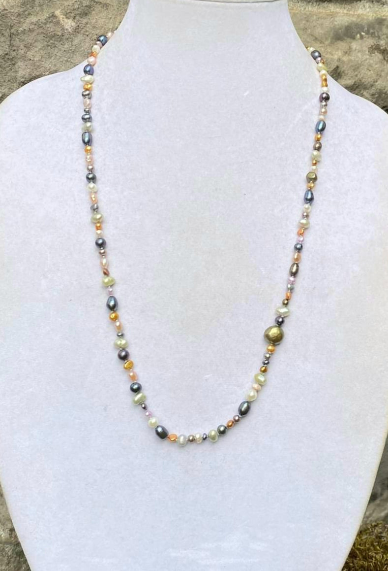 Multicolored freshwater pearl rope.