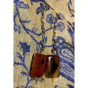 Bold heavy twotone and carnelian XL dangle earrings sterling hooks.