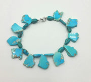 Large fringed dyed howlite and turquoise sterling silver fringe bracelet