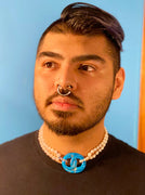 Bold 2 strand pearl, rose quartz, and 14kyg necklace with imperial jasper focal.