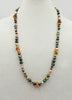 Multicolored pearl, 14kyg, and Baltic amber necklace.