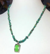 Bold, delicate, vibrant sterling, turquoise, and gaspeite pendant necklace.