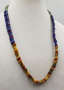 Bold, vibrant aventurine, lapis, tiger's eye, coral, and sterling silver necklace