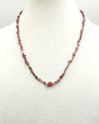 PRICE REDUCED Pink tourmaline, red aventurine, and 14kyg necklace.