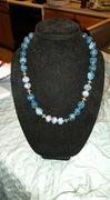 PRICE REDUCED Bold sterling silver kyanite and dumorterite beaded necklace. Vegan jewelry