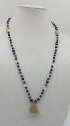 Gorgeous amulet rope necklace of alternating citrine and amethyst super luxe!