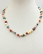 Sterling silver multicolored pearl and turquoise necklace.