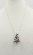 Bold large leopard jasper cone sterling silver pendant necklace.