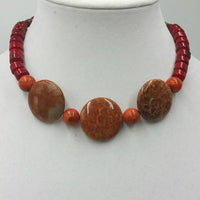 Tritone coral and sterling silver adjustable choker necklace.