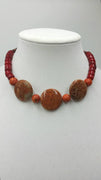 Tritone coral and sterling silver adjustable choker necklace.