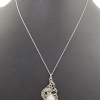 Past Works. Whimsical pendant necklace, Sterling silver, selenite. SOLD
