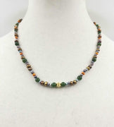 Multi-colored Pearl, nephrite, 14KYG, silk, NZ greenstone accent, necklace.