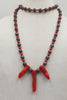 Coral, Druzy agate, silk, statement necklace