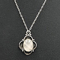 Sterling silver, rose quartz, pendant necklace.