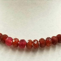 Vintage gold wash silver, ultra-faceted carnelian, necklace on white silk. 15" Choker length.