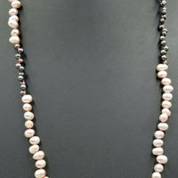 Math lovers! Baroque, 2-tone, pearl necklace, alternating prime numbers, on hand-knotted crimson silk. 28" Length.