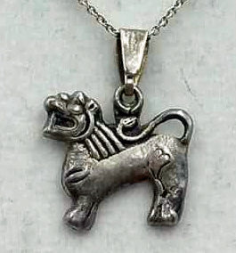 Vegan-wear. Tiffany, sterling silver chain, with Thai lion pendant.