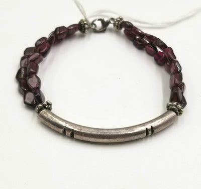 Past Works - 2-strand, sterling, garnet bracelet. 7