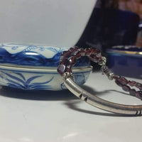 Past Works - 2-strand, sterling, garnet bracelet. 7" Length. SOLD.