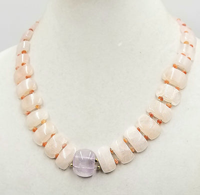 Rose d' France amethyst necklace with amethyst & sunstones. 21