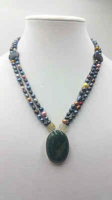 Past Work. Pearl, agate, citrine, sterling, aventurine, pendant necklace. 20