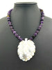 Unusual carved mother of pearl  pendant on amethyst necklace. PRICE REDUCED