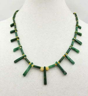 Amazing unisex collar necklace of nephrite & prairie agate, sterling silver. Vegan.