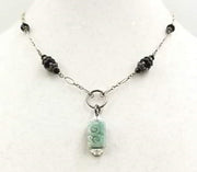 PRICE REDUCED Jadeite pendant on a sterling silver and onyx necklace. Vegan.