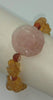 Bold, citrine, vintage agate, & longevity carved rose quartz & sterling silver bracelet on crimson silk. 8.1/4" length.