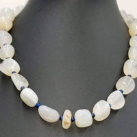 Vegan-wear. Adjustable, sterling silver, lace agate, chalcedony & lapis lazuli necklace.