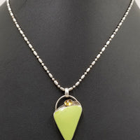 SOLD, Signed, gaspeite, citrine, sterling silver pendant necklace.