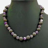 Adjustable amethyst & Druzy, sterling necklace on purple silk. 18" Princess length