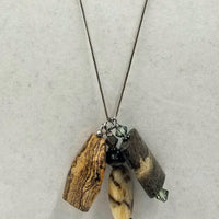Past Work. Triple jasper charm, long sterling silver necklace. 30" Opera length. Sold.