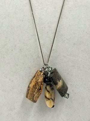 Past Work. Triple jasper charm, long sterling silver necklace. 30" Opera length. Sold.