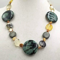Montana Agate,Mother of Pearl, sterling necklace.