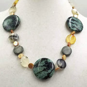 Montana Agate,Mother of Pearl, sterling necklace.