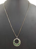 SOLD, Vintage sterling malachite inlay pendant on long chain.