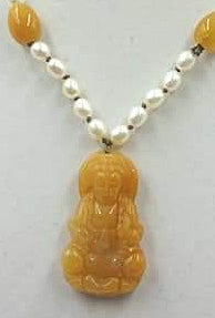 10KYG, jadeite, pearl, & 10KYG necklace on chocolate silk.