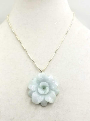 Past Work. Celadon jadeite rose sterling silver pendant necklace. SOLD! Sold