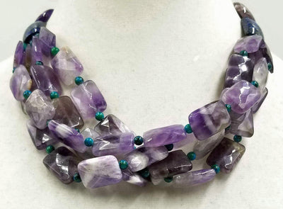 Beautiful, gorgous, & Vegan. Amethyst & Lapis lazuli statement necklace! 17